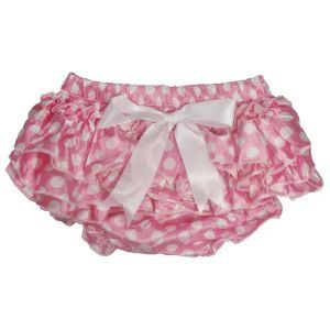 ES Kids - Ruffle Baby Bloomers, Light Pink with White Spots
