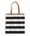 Rosanna Inc. - Ladies Choice Canvas Tote with Leather Handle, Black Stripe