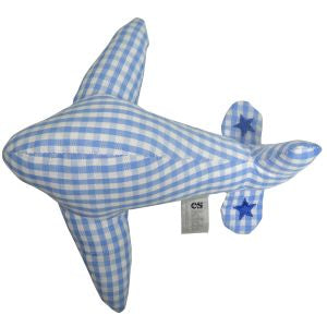 ES Kids - Blue Gingham Airplane Rattle