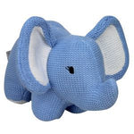 ES Kids - Ethan the Elephant Knitted Toy with Rattle, Blue